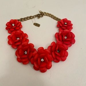 J Crew Flower Necklace. New With Tag. Small scuffs on some petals, missing jewel